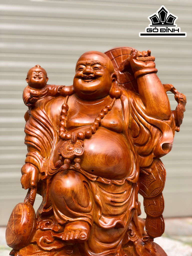 Tượng Phật Di Lặc Gỗ Hương Cao 52 Ngang 32 Sâu 36 (cm)