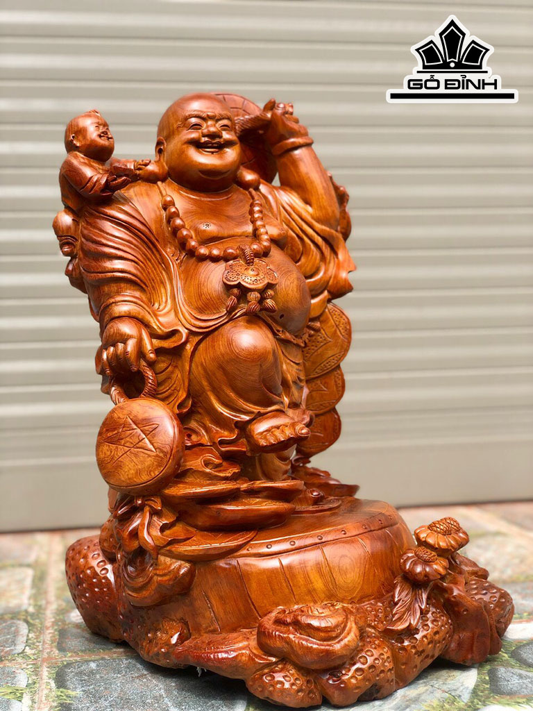 Tượng Phật Di Lặc Gỗ Hương Cao 52 Ngang 32 Sâu 36 (cm)