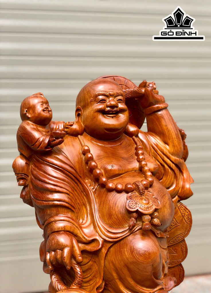 Tượng Phật Di Lặc Gỗ Hương Cao 52 Ngang 32 Sâu 36 (cm)
