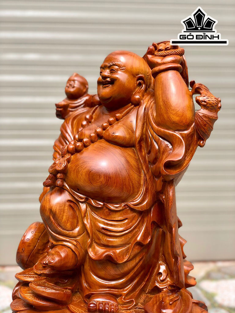 Tượng Phật Di Lặc Gỗ Hương Cao 52 Ngang 32 Sâu 36 (cm)