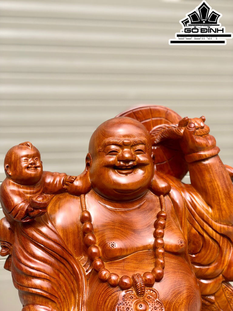 Tượng Phật Di Lặc Gỗ Hương Cao 52 Ngang 32 Sâu 36 (cm)