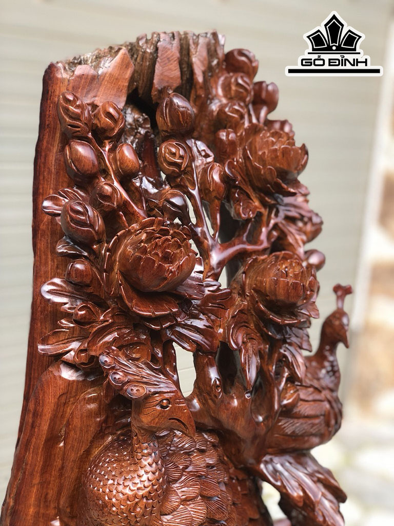 Tượng Phu Thê Viên Mãn Gỗ Hương Cao 61 Ngang 48 Sâu 26 (cm)