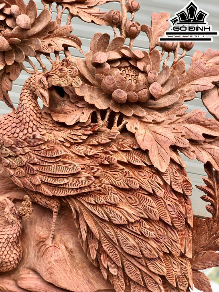 Tượng Phu Thê Viên Mãn Gỗ Hương Cao 73 Ngang 65 Sâu 15 (cm)