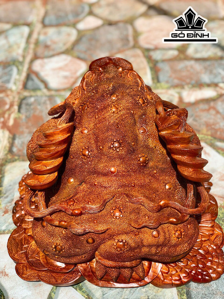 Tượng Thiềm Thừ Gỗ Hương Cao 22 Ngang 37 Sâu 30 (cm)