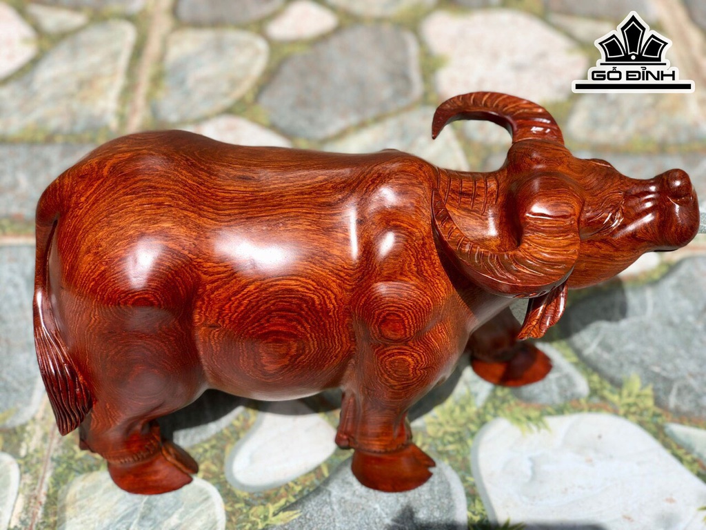 Tượng Trâu Gỗ Hương Cao 23 Ngang 40 Sâu 17 (cm)