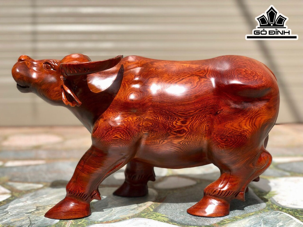 Tượng Trâu Gỗ Hương Cao 23 Ngang 40 Sâu 17 (cm)