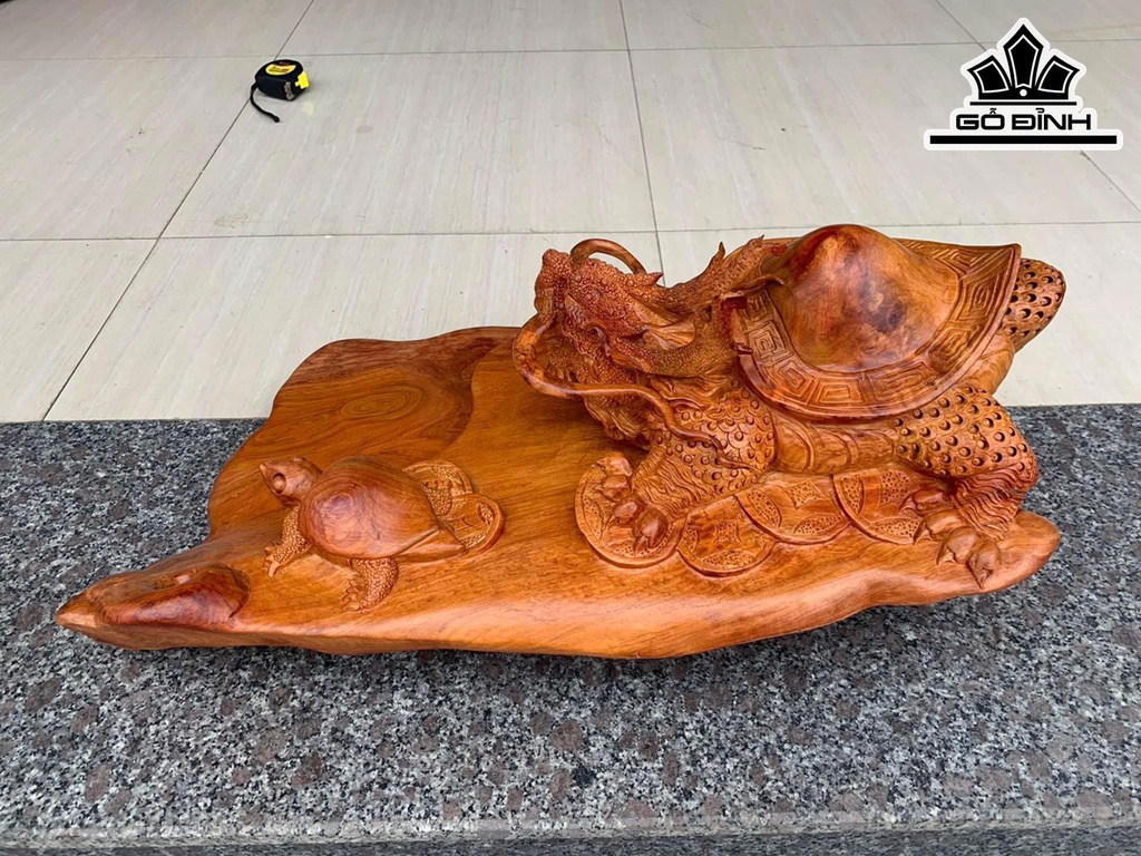 Khay Trà Long Quy Gỗ Hương Cao 28 Ngang 65 Sâu 38 (cm)