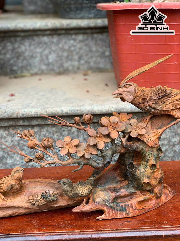 Tượng Chim Gỗ Cẩm Cao 23 Ngang 62 Sâu 10 (cm)