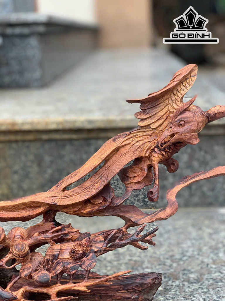 Tượng Chim Gỗ Cẩm Cao 25 Ngang 50 Sâu 12 (cm)