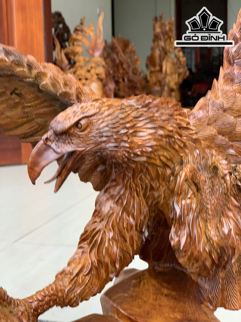 Tượng Đại Bàng Gỗ Hương Cao 48 Ngang 50 Sâu 28 (cm)