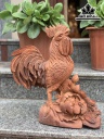 Tượng Gà Trống Gỗ Hương Cao 40 Ngang 40 Sâu 13 (cm)