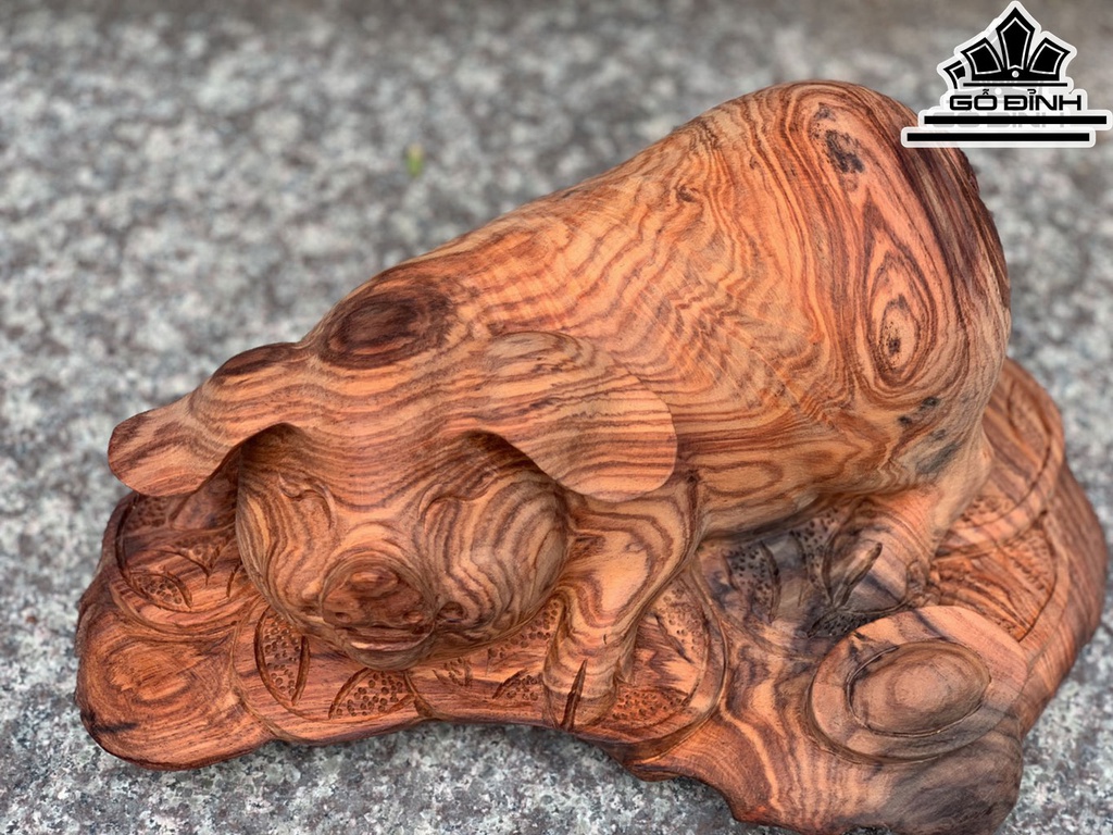 Tượng Heo Gỗ Trắc Cao 13 Ngang 29 Sâu 22 (cm)