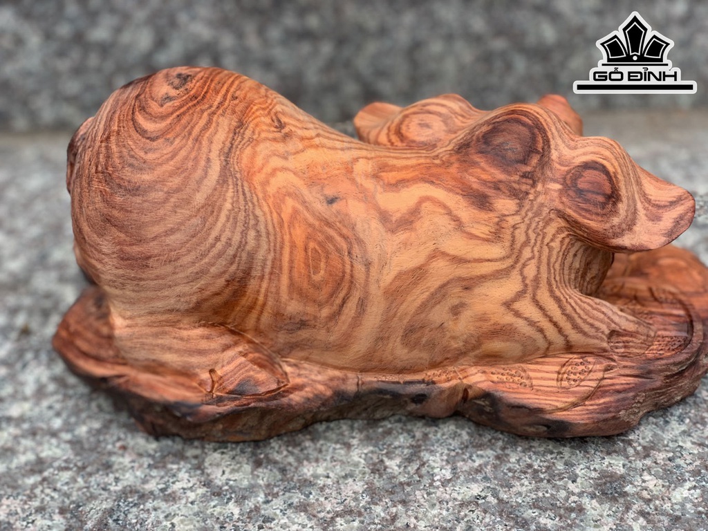 Tượng Heo Gỗ Trắc Cao 13 Ngang 29 Sâu 22 (cm)