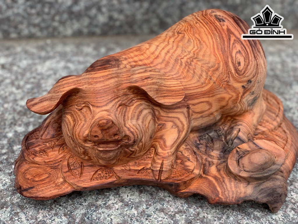 Tượng Heo Gỗ Trắc Cao 13 Ngang 29 Sâu 22 (cm)