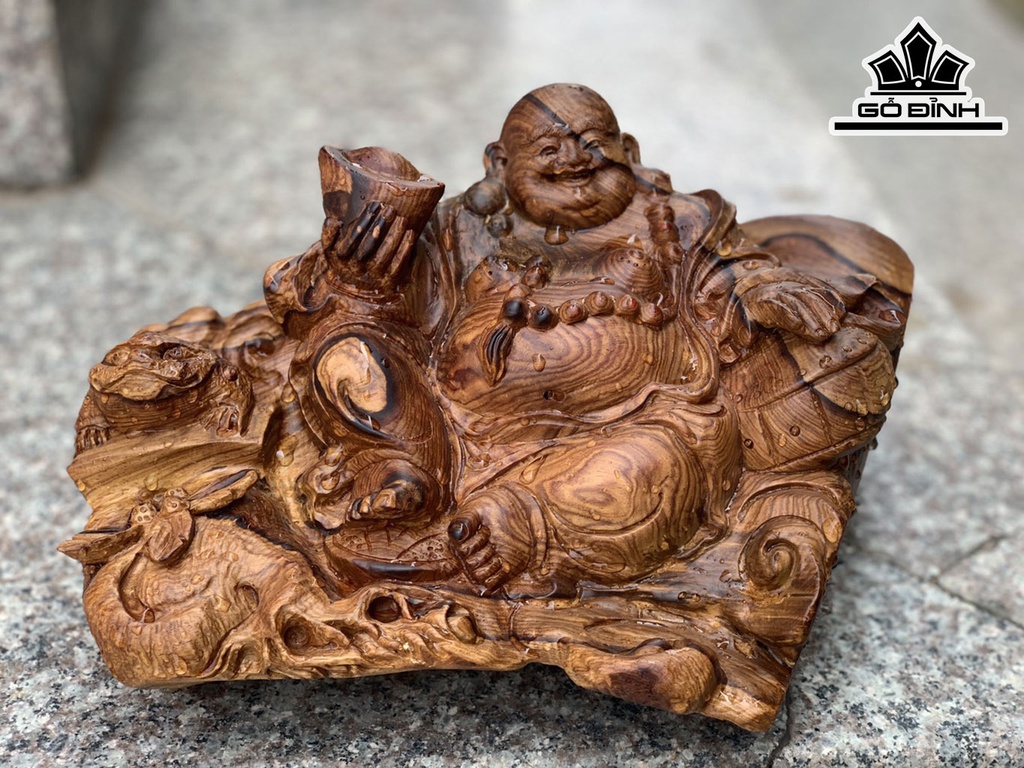 Tượng Phật Di Lặc Gỗ Cẩm Cao 15 Ngang 27 Sâu 20 (cm)
