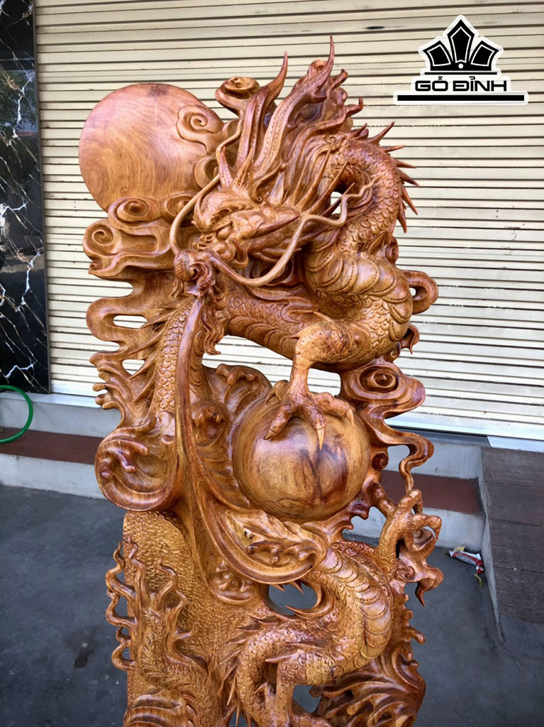Tượng Rồng ( Nhất Long) Gỗ Hương Cao 92 Ngang 40 Sâu 25 (cm)