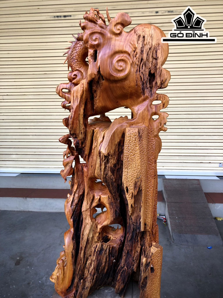 Tượng Rồng ( Nhất Long) Gỗ Hương Cao 92 Ngang 40 Sâu 25 (cm)