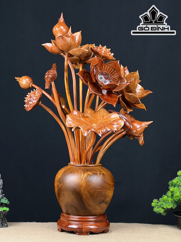 Bình Hoa Sen Gỗ Hương Cao 70 Ngang 54 Sâu 46 (cm)