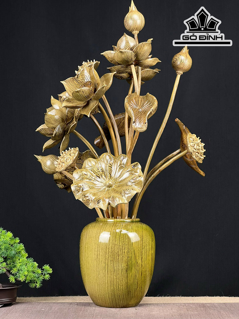 Bình Sen Gỗ Mun Đuôi Công Cao 82 Ngang 60 Sâu 45 (cm)