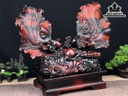 Tượng Cá Xiêm Đôi Gỗ Sưa Ngang 55 Cao 47 Sâu 26 (cm)