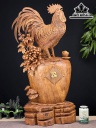 Tượng Gà Trống Gỗ Ngọc Am Cao 85 Ngang 44 Sâu 23 (cm)