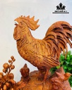 Tượng Gia Đình Gà Gỗ Sưa Cao 63 Ngang 52 Sâu 30 (cm)