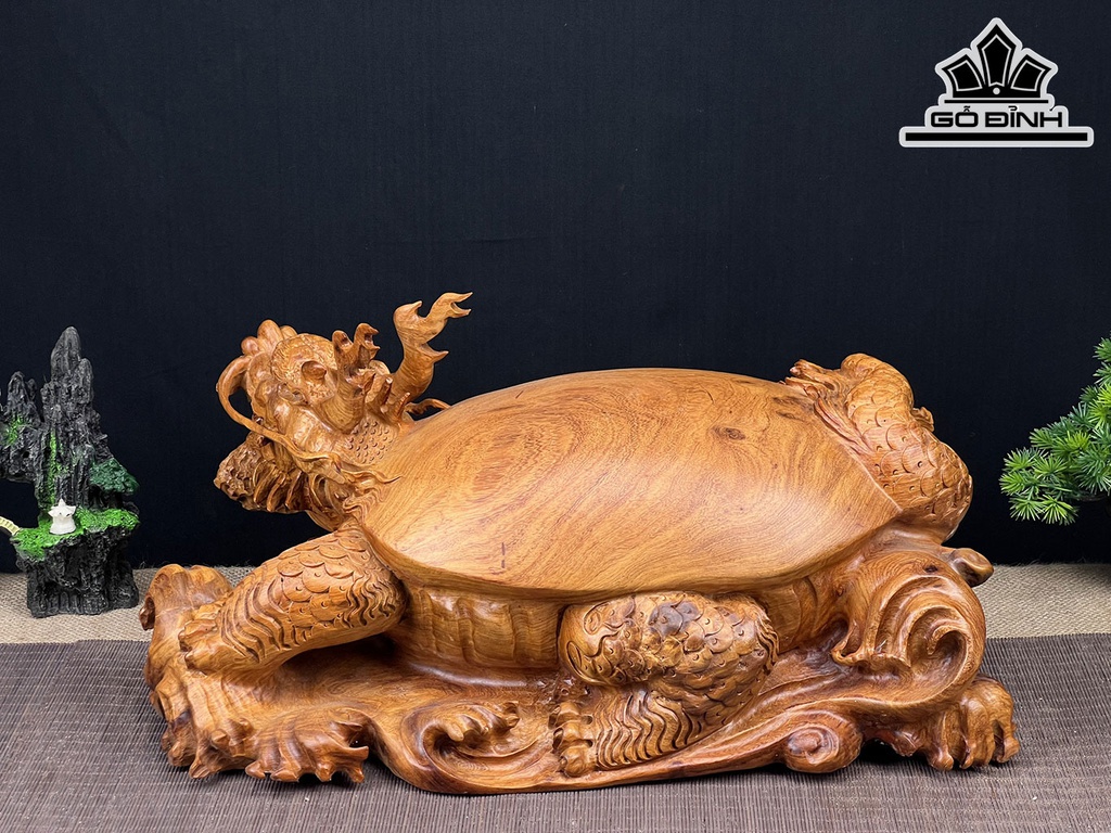 Tượng Long Quy Gỗ Hương Ngang 44 Cao 23 Sâu 29 (cm)