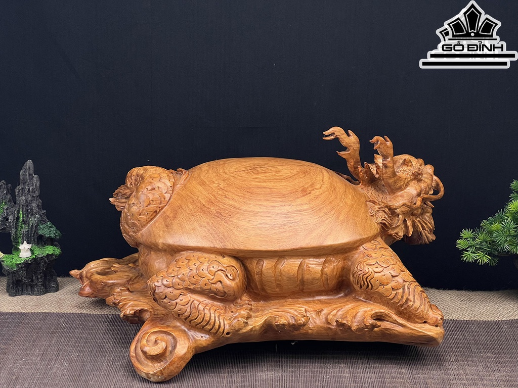 Tượng Long Quy Gỗ Hương Ngang 45 Cao 25 Sâu 35 (cm)