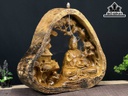 Tượng Nhất Tâm Bái Phật Gỗ Lũa Dổi Cao 47 Ngang 52 Sâu 15 (cm)