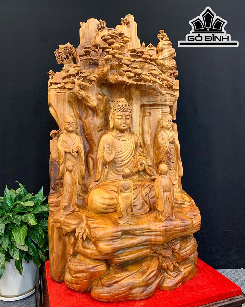 Tượng Nhất Tâm Bái Phật Gỗ Ngọc Am Cao 100 Ngang 52 Sâu 40 (cm)
