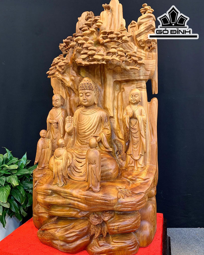 Tượng Nhất Tâm Bái Phật Gỗ Ngọc Am Cao 100 Ngang 52 Sâu 40 (cm)