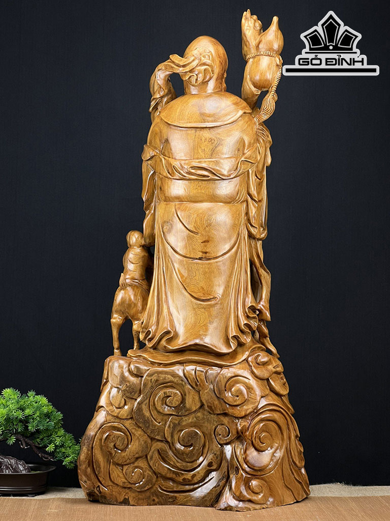 Tượng Ông Thọ Gỗ Ngọc Am Cao 95 Ngang 46 Sâu 22 (cm)