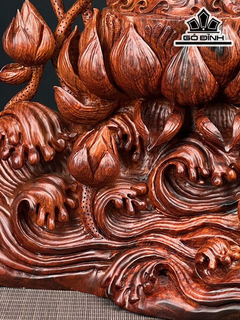 Tượng Phật Bà Quan Âm Gỗ Ngọc Am Cao 94 Ngang 45 Sâu 23 (cm)