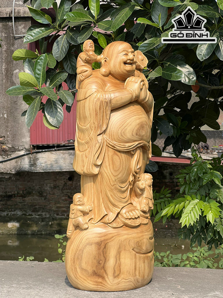 Tượng Phật Di Lặc Chúc Phúc Gỗ Cẩm Vàng Cao 94 Ngang 45 Sâu 23 (cm)