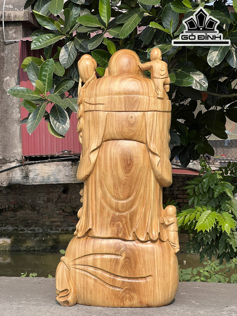 Tượng Phật Di Lặc Chúc Phúc Gỗ Cẩm Vàng Cao 94 Ngang 45 Sâu 23 (cm)