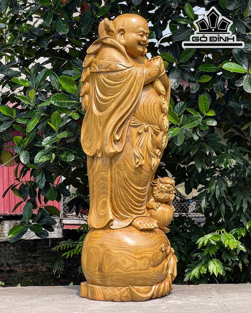 Tượng Phật Di Lặc Chúc Phúc Gỗ Cẩm Vàng Cao 166 Ngang 57 Sâu 51 (cm)