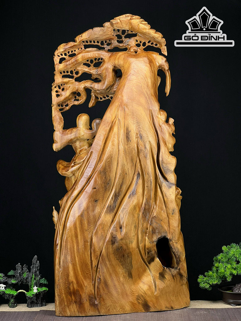 Tượng Phật Di Lặc Gỗ Ngọc Am Cao 96 Ngang 45 Sâu 24 (cm)