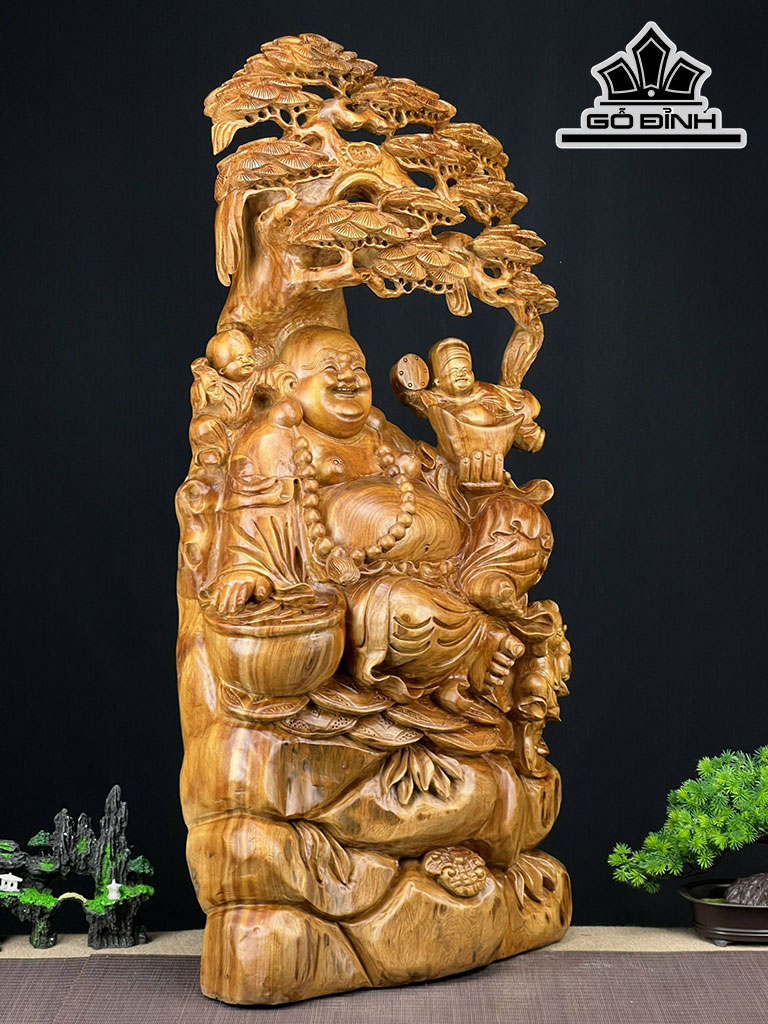 Tượng Phật Di Lặc Gỗ Ngọc Am Cao 96 Ngang 45 Sâu 24 (cm)