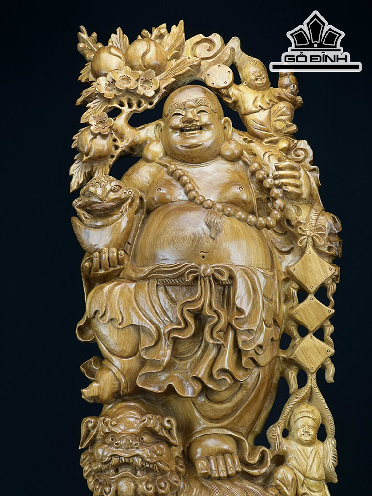 Tượng Phật Di Lặc Gỗ Ngọc Am Cao 106 Ngang 35 Sâu 19 (cm)