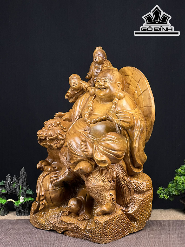 Tượng Phật Di Lặc Tam Phúc Gỗ Xá Xị Cao 60 Ngang 41 Sâu 30 (cm)