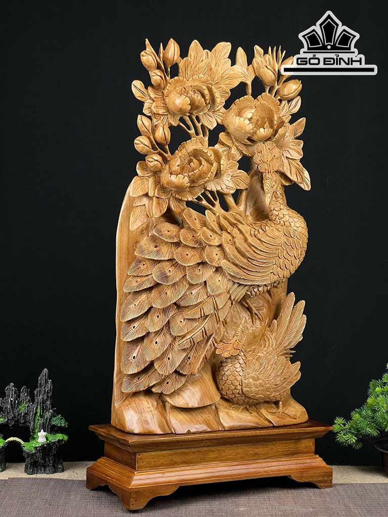 Tượng Phu Thê Viên Mãn Gỗ Ngọc Am Cao 71 Ngang 36 Sâu 15 (cm)