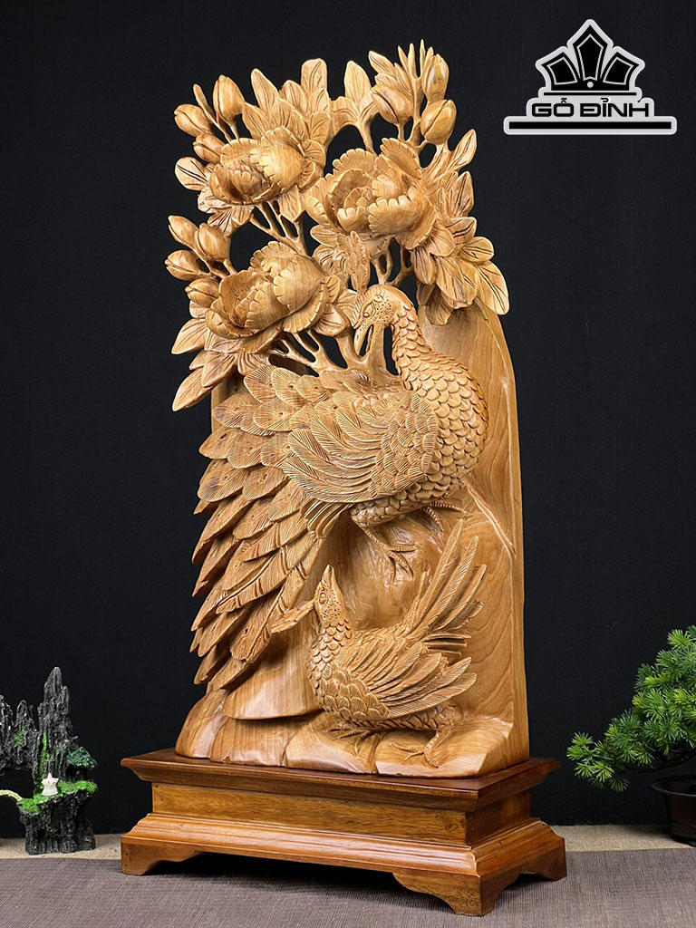 Tượng Phu Thê Viên Mãn Gỗ Ngọc Am Cao 71 Ngang 36 Sâu 15 (cm)