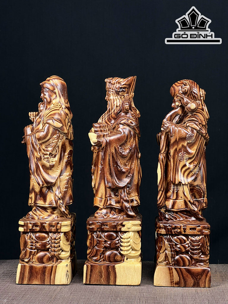 Tượng Phúc Lộc Thọ (Tam Đa) Gỗ Trắc Cao 30 Ngang 10 Sâu 8 (cm)