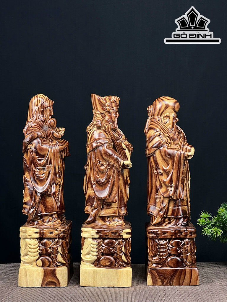 Tượng Phúc Lộc Thọ (Tam Đa) Gỗ Trắc Cao 30 Ngang 10 Sâu 8 (cm)