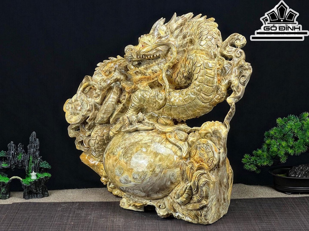 Tượng Rồng ( Nhất Long) Gỗ Nu Nghiến Ngang 50 Cao 47 Sâu 29 (cm)