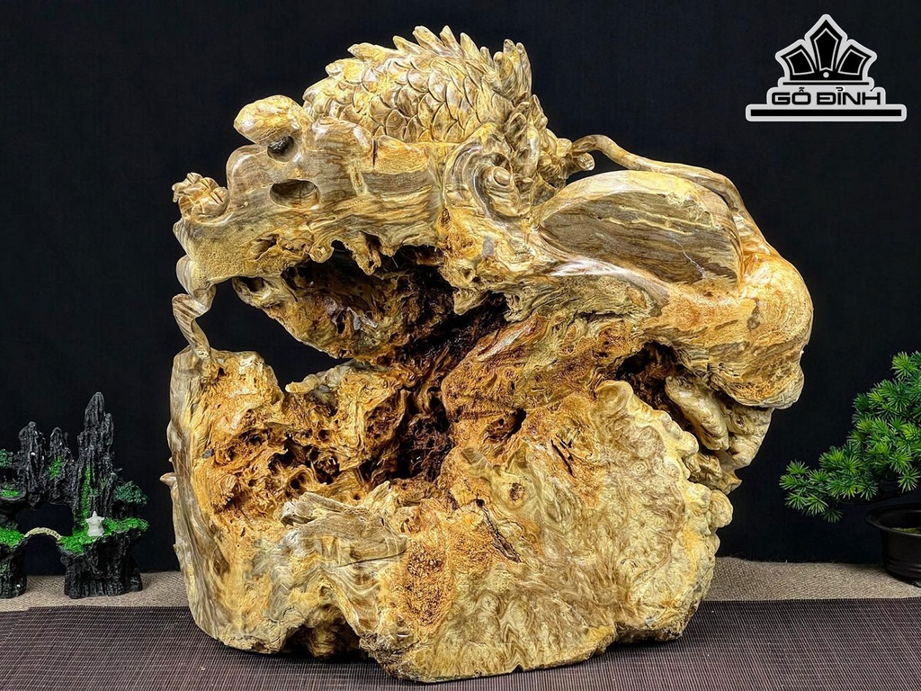 Tượng Rồng ( Nhất Long) Gỗ Nu Nghiến Ngang 50 Cao 47 Sâu 29 (cm)