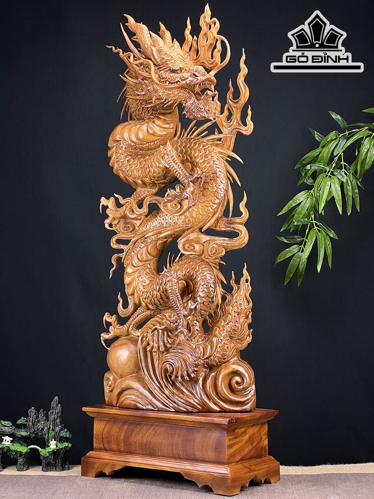 Tượng Rồng ( Nhất Long) Gỗ Ngọc Am Cao 106 Ngang 40 Sâu 20 (cm)