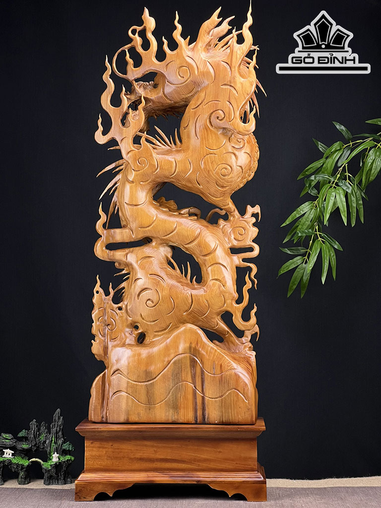 Tượng Rồng ( Nhất Long) Gỗ Ngọc Am Cao 106 Ngang 40 Sâu 20 (cm)