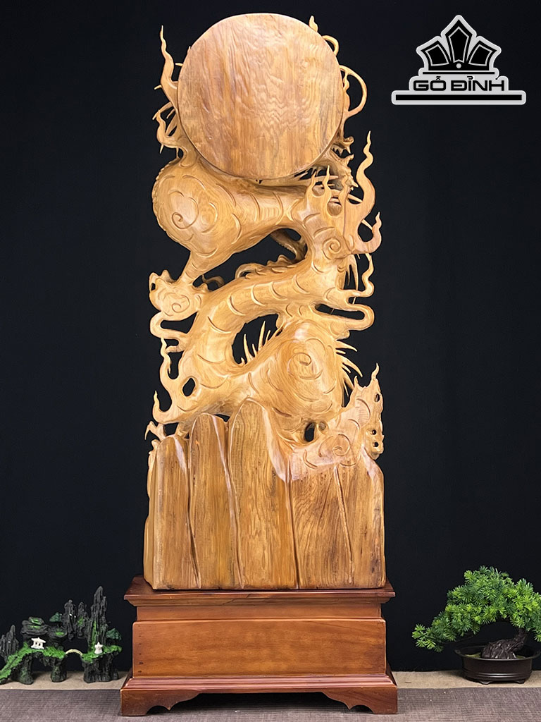 Tượng Rồng ( Nhất Long) Gỗ Ngọc Am Cao 117 Ngang 45 Sâu 20 (cm)
