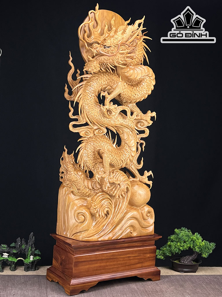 Tượng Rồng ( Nhất Long) Gỗ Ngọc Am Cao 117 Ngang 45 Sâu 20 (cm)